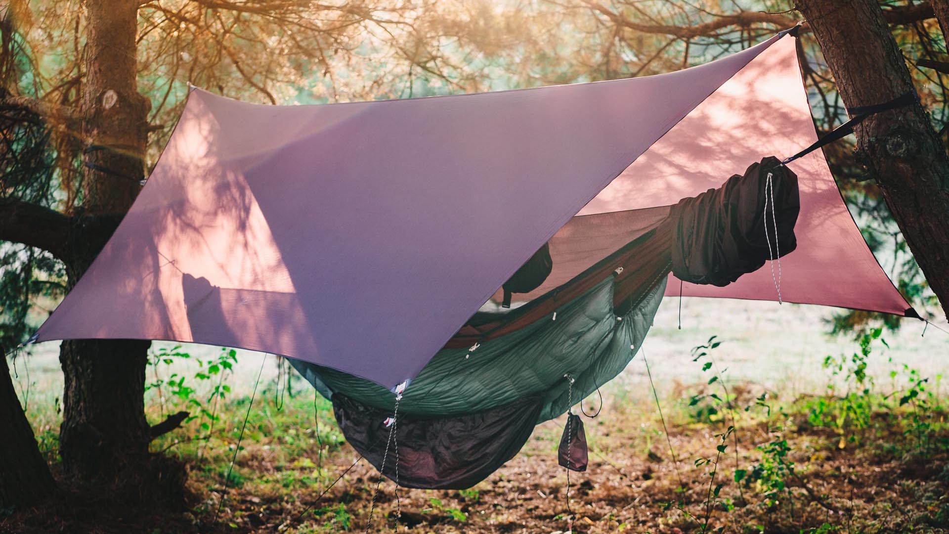 LESOVIK Heksa - płachta biwakowa nad hamak, tarp - Burgundy Ron